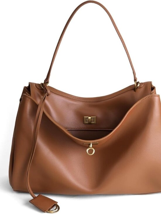 Handbags - Women's Leather-Brown Soft Cowhide Shoulder Satchel Purse Stylish Hand bags